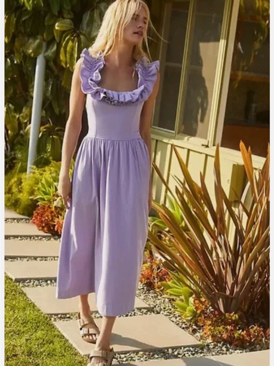 Free People Dresses & Skirts - Free People Ruffle It Up Midi Dress - Size M - Lavender Fields